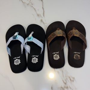 yellow box macai flip flops